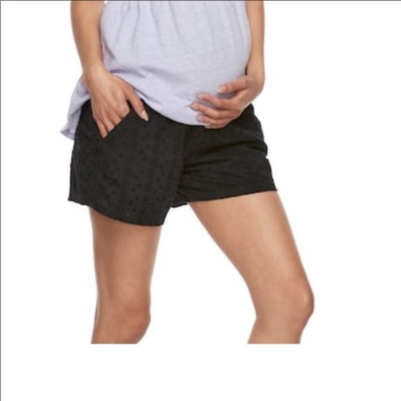 A:glow Maternity black eyelet shorts - Picture 1 of 3